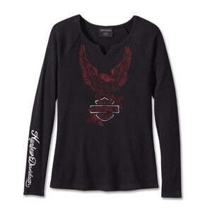 Women's Flying Eagle Long Sleeve Thermal Knit Top - Black Beauty